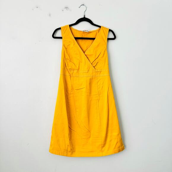 Motherhood Maternity Cotton Stretch Bright Yellow Mini Dress Tie Back Size Large - Picture 1 of 9